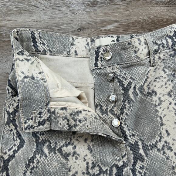 Wilfred Free Pants Gray Snakeskin Print Cotton High Rise Straight Leg - Picture 2 of 9